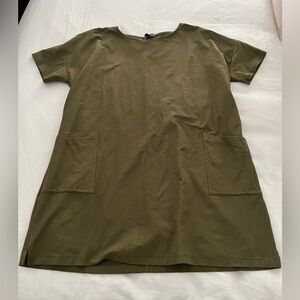 Eileen Fisher olive green dress with pockets Large